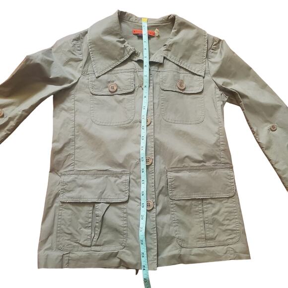 Alice & Olivia Olive Green Utility Jacket Women's XS Military Pockets Buttons - Picture 15 of 16